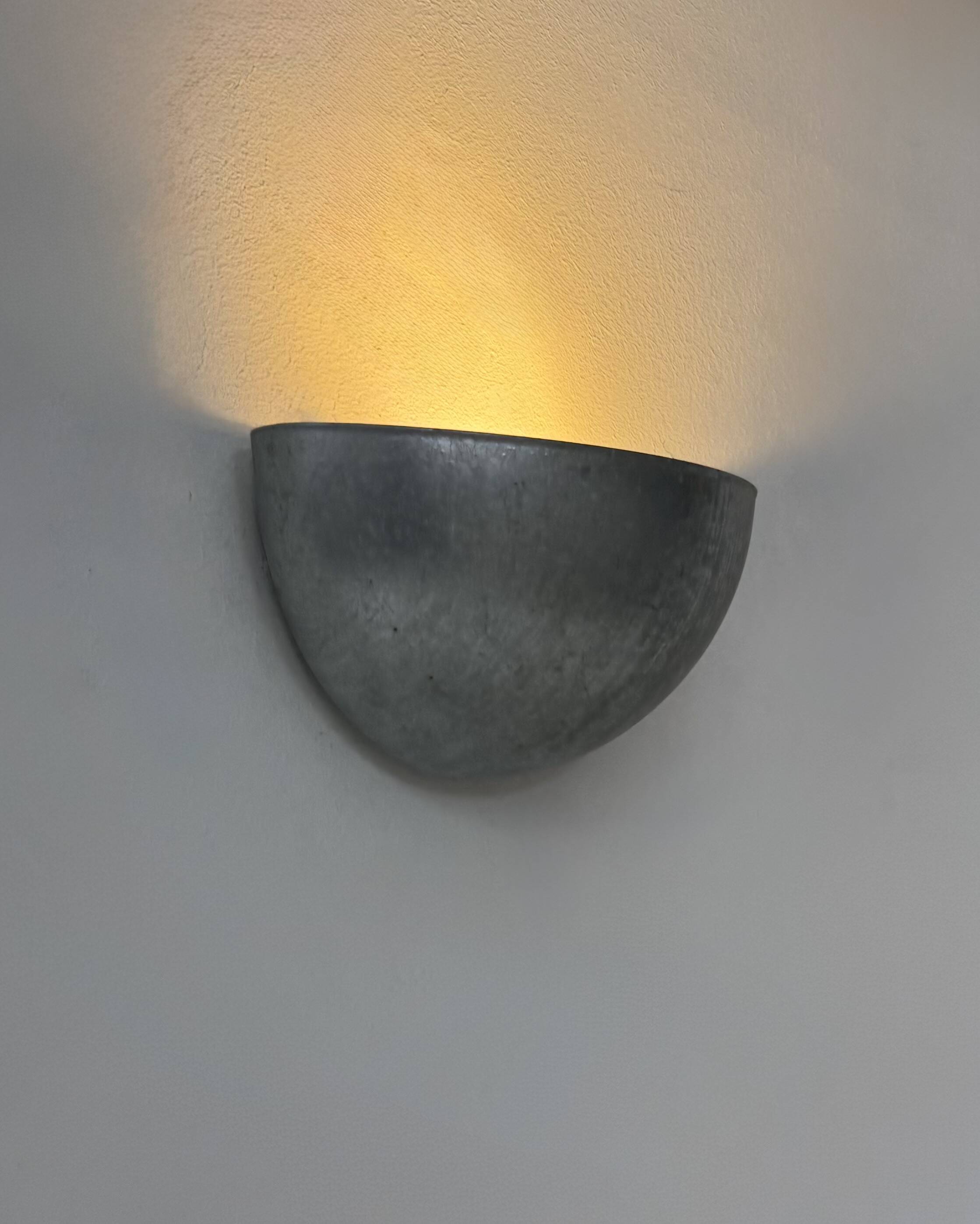 Vintage half-moon wall light in patinated steel, France, 1980