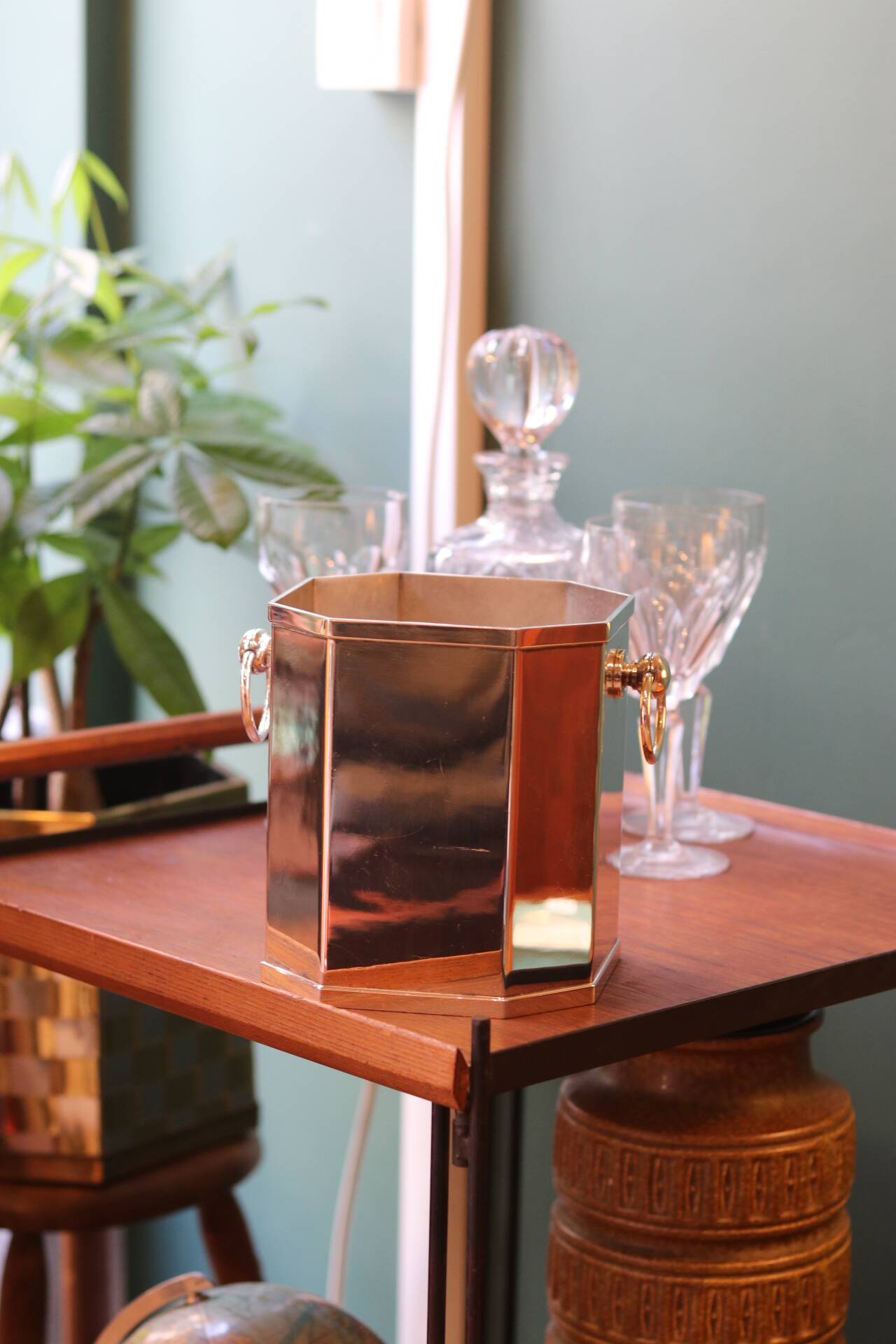 Silver-plated champagne cooler made by the silversmith St James
