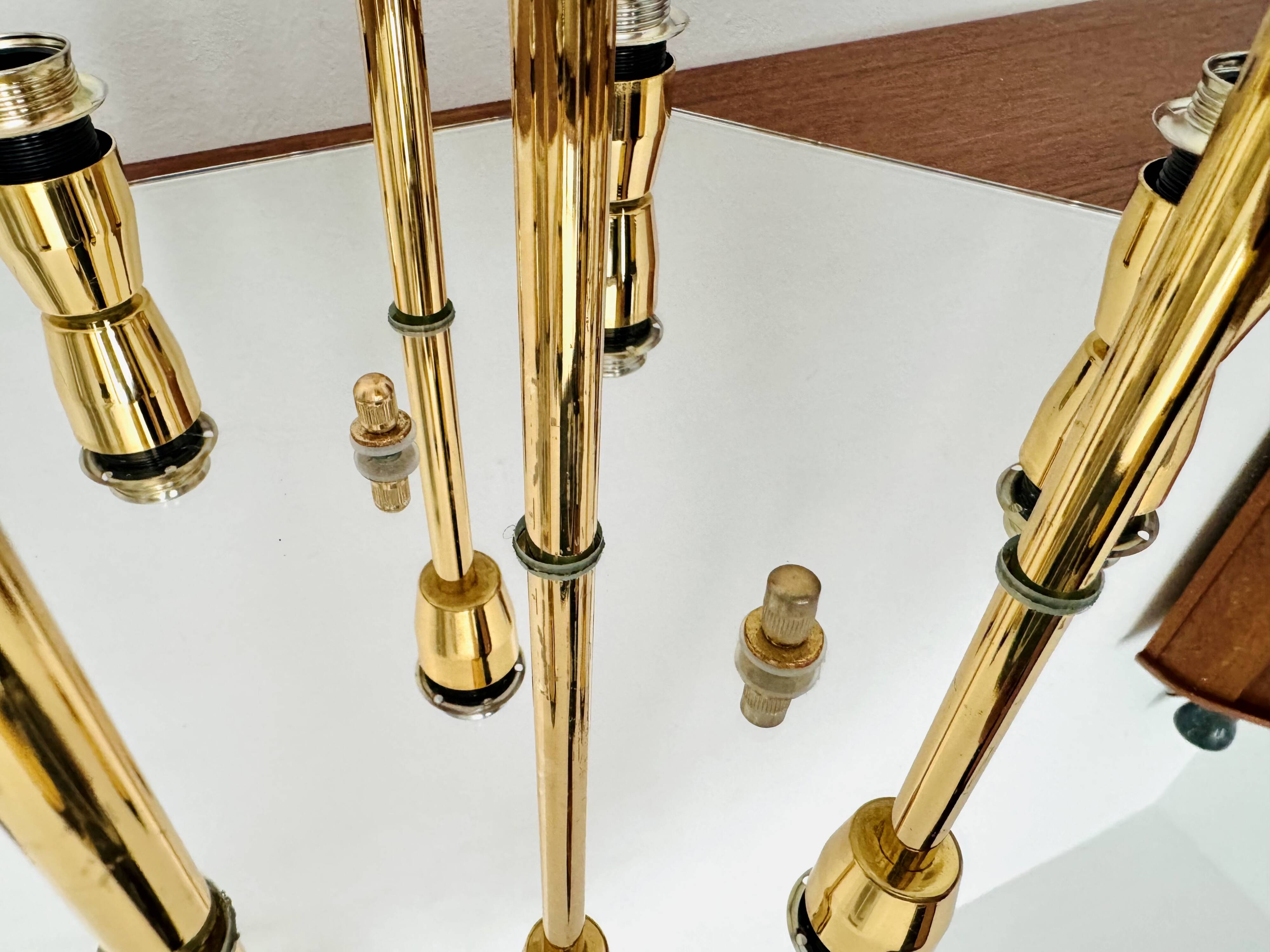 1980s Bicolor Glass Flush Chandelier by F. Fabbian