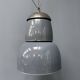 Large old industrial blue-gray enamel pendant lamp