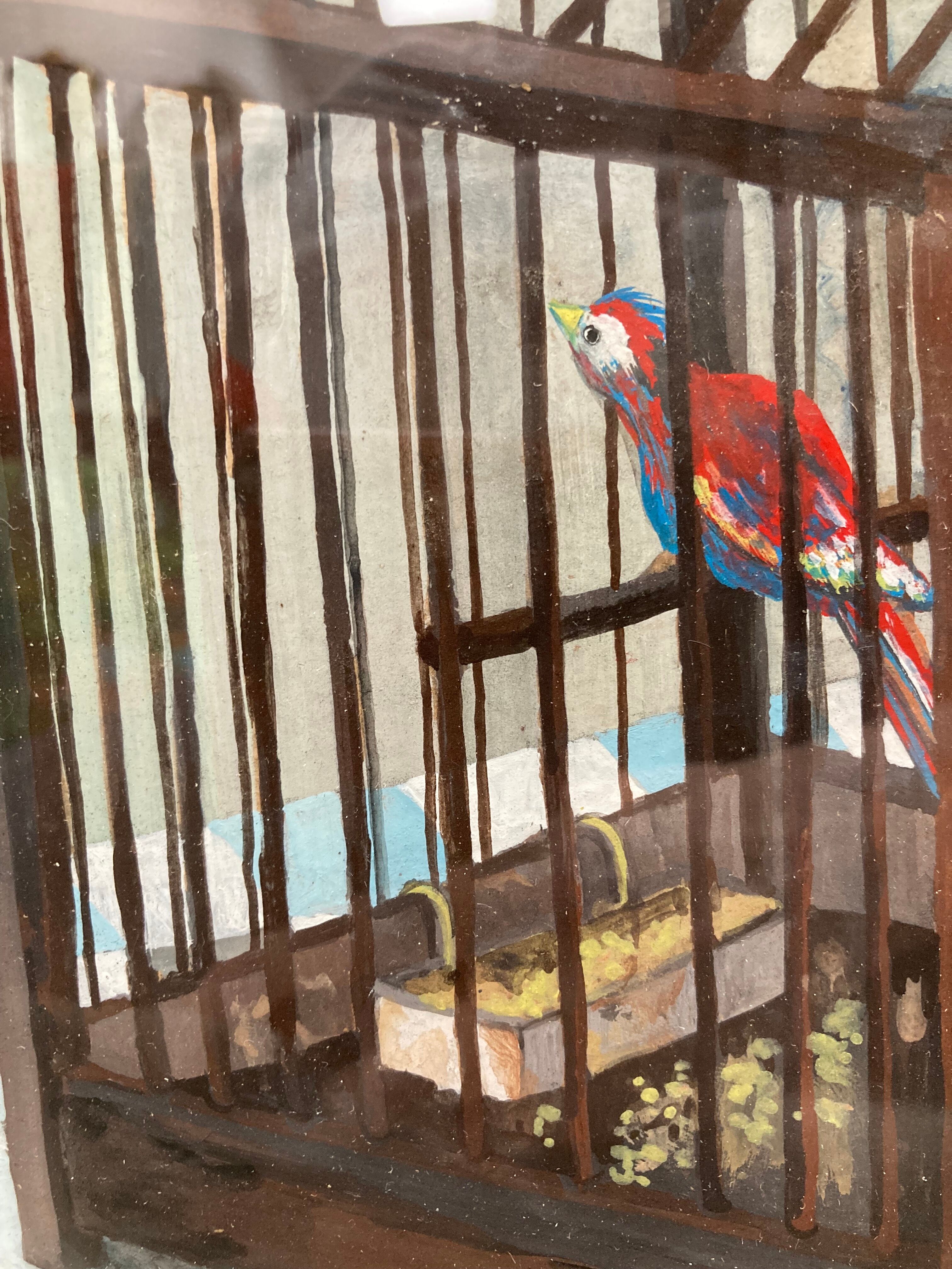 Vintage gouache painting