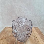Large vintage oval cut amethyst glass bowl