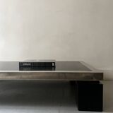 Black & brushed chrome coffee table in the style of Willy Rizzo, design 1970