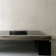 Table basse noire & chrome brossé dans le gout de Willy Rizzo, design 1970