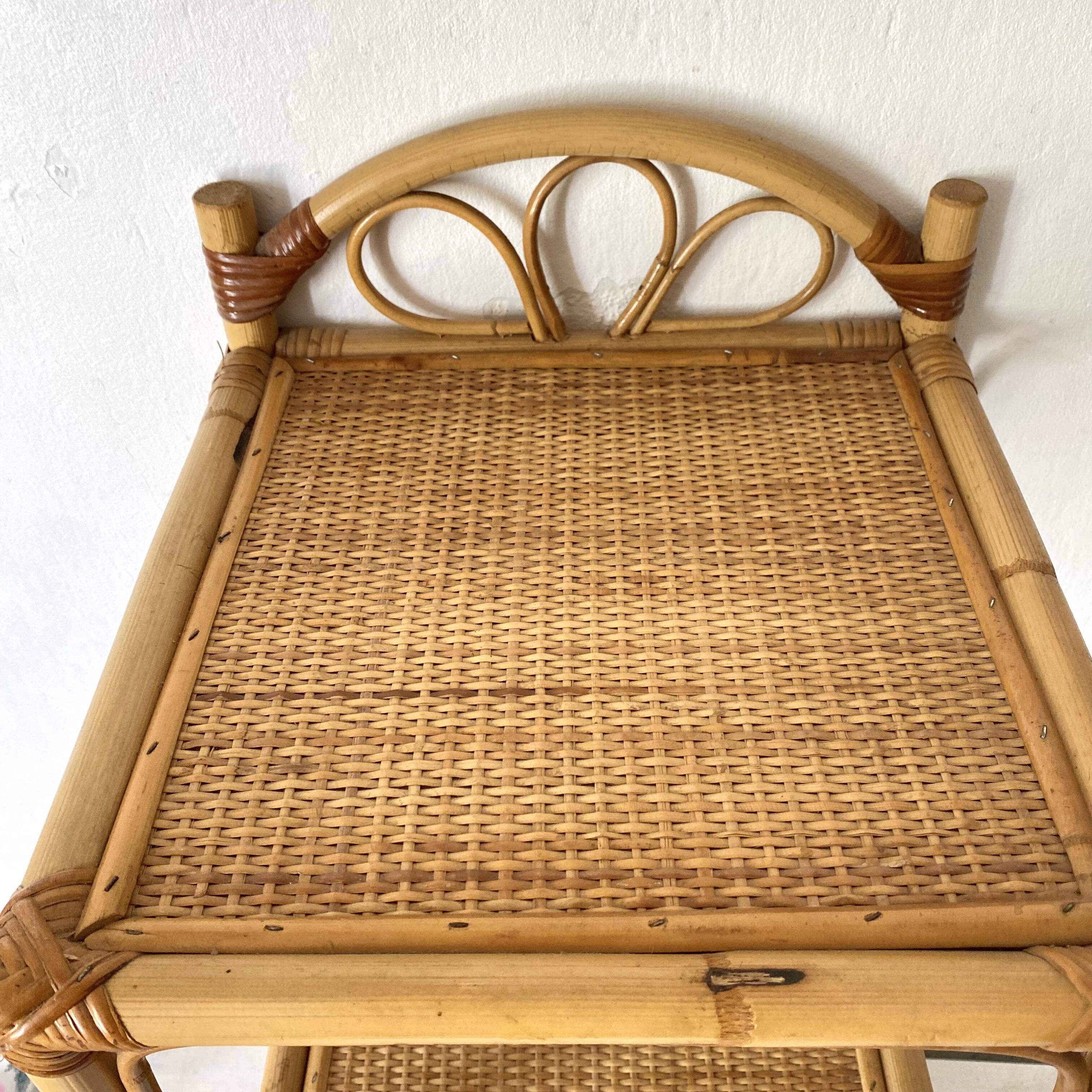 Vintage rattan shelf, bedside or end of sofa