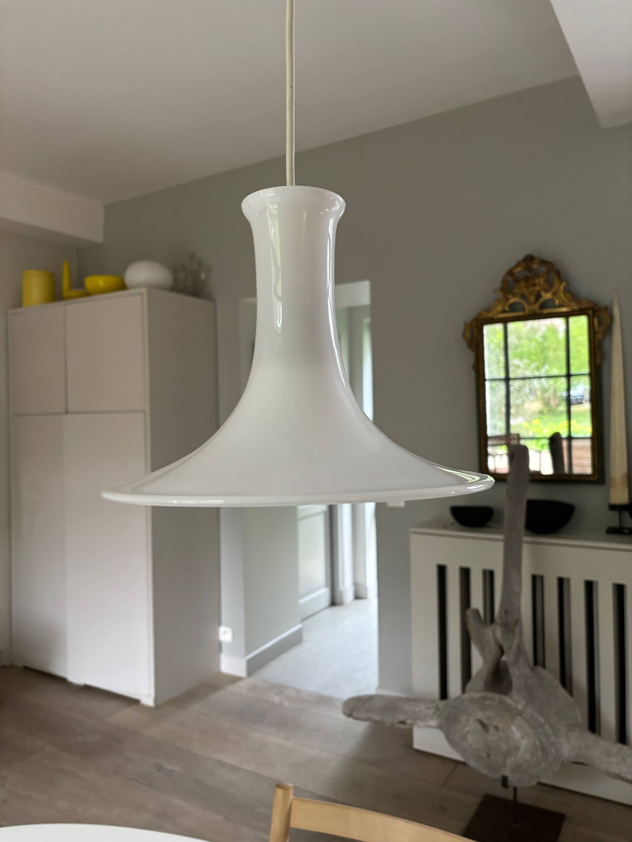 opaline pendant light - Sweden, 1970s