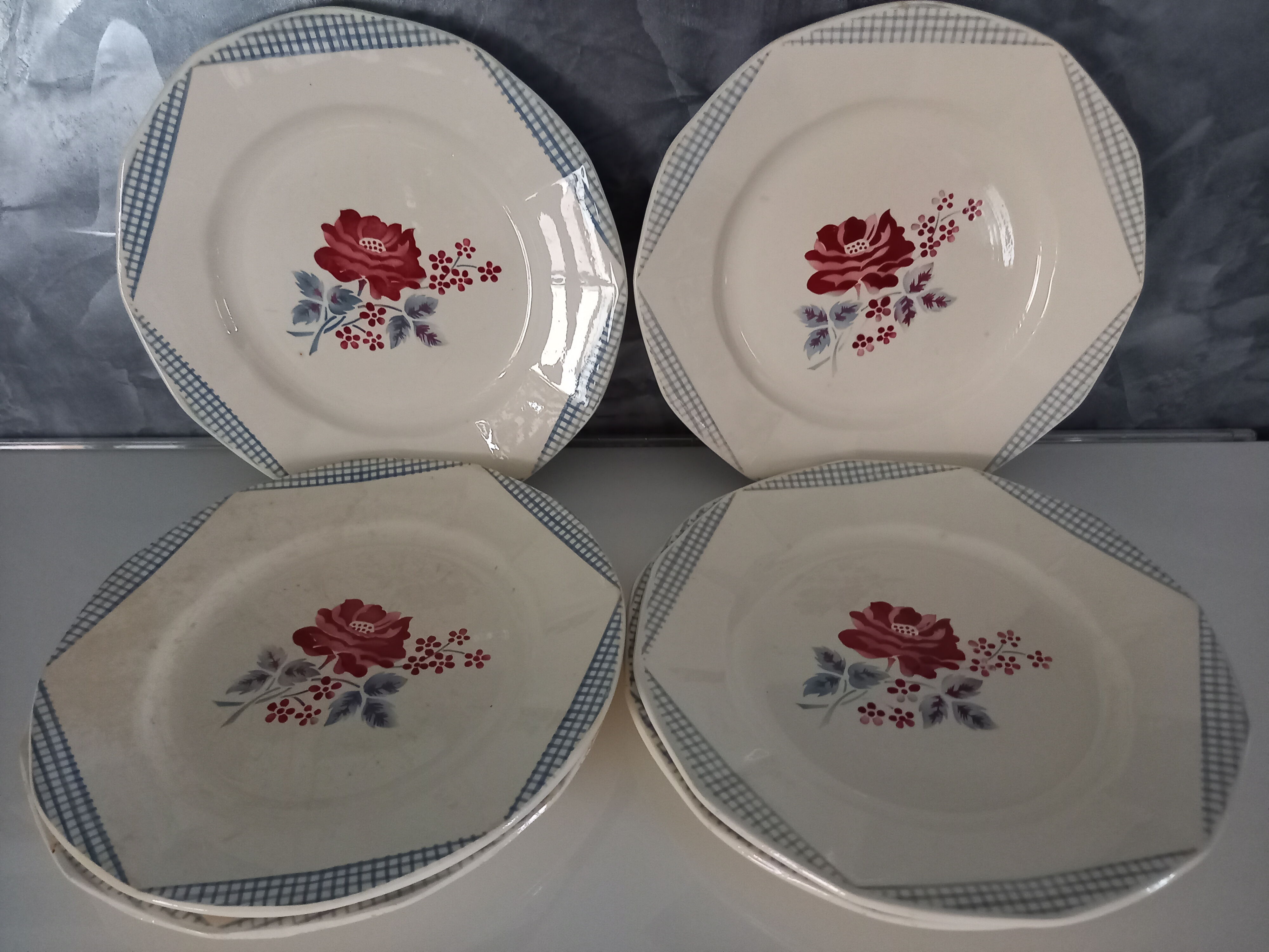 Lot of 6 flat plates Digoin Sarreguemines
