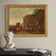 17th century bucolic landscape painting with figures, pastoral scene