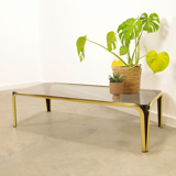 Vintage coffee table in brass and smoked glass