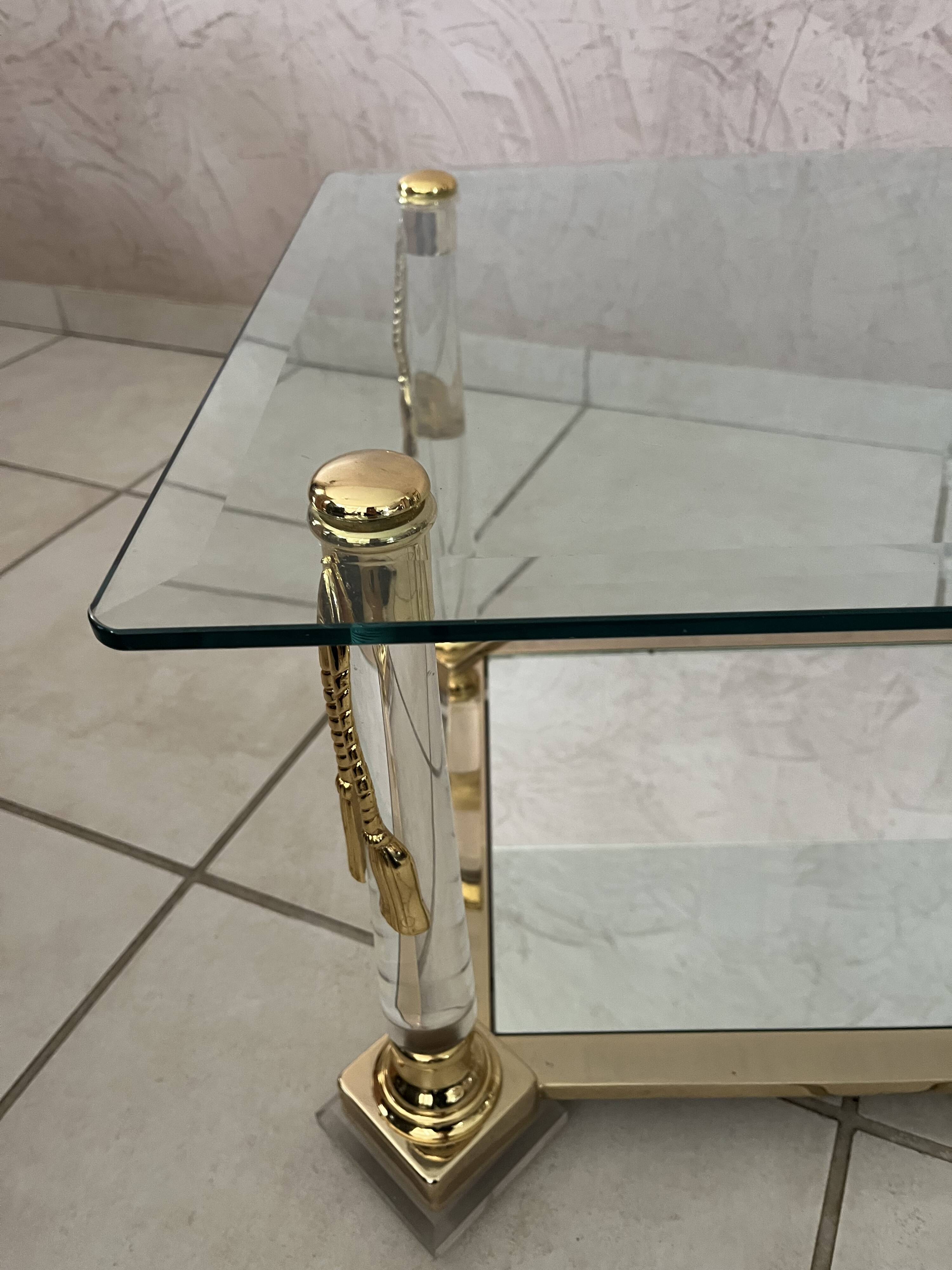 Hollywood Regency Glass Coffee Table