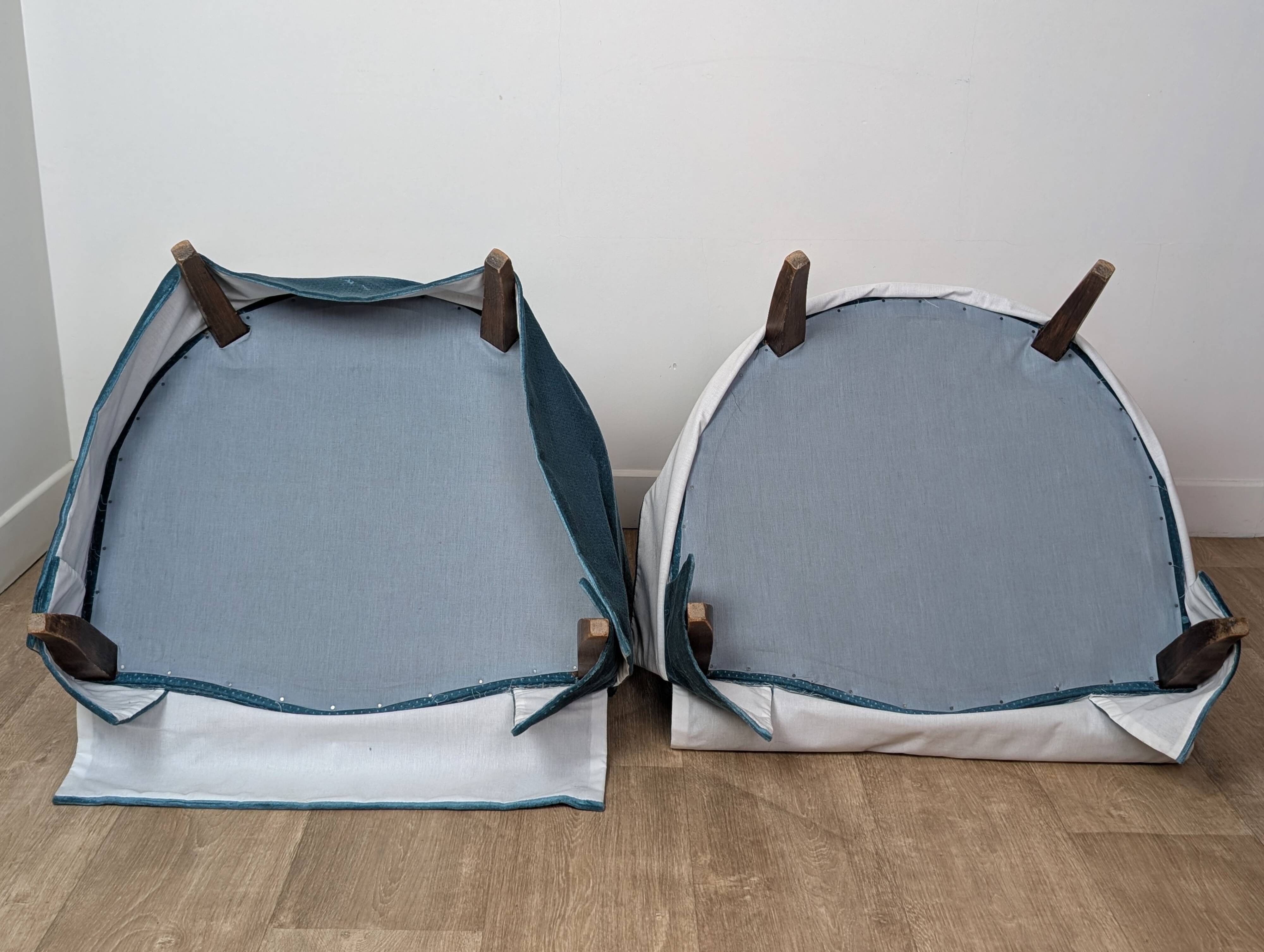 Pair of velvet toad armchairs