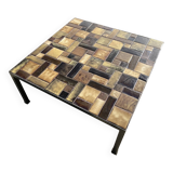 Brutalist coffee table in wrought iron and ceramic from the 70s