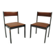 Paire de chaises vintage métal chromé & simili cuir marron (70s)