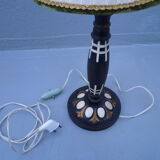 Old wooden table lamp with inlays