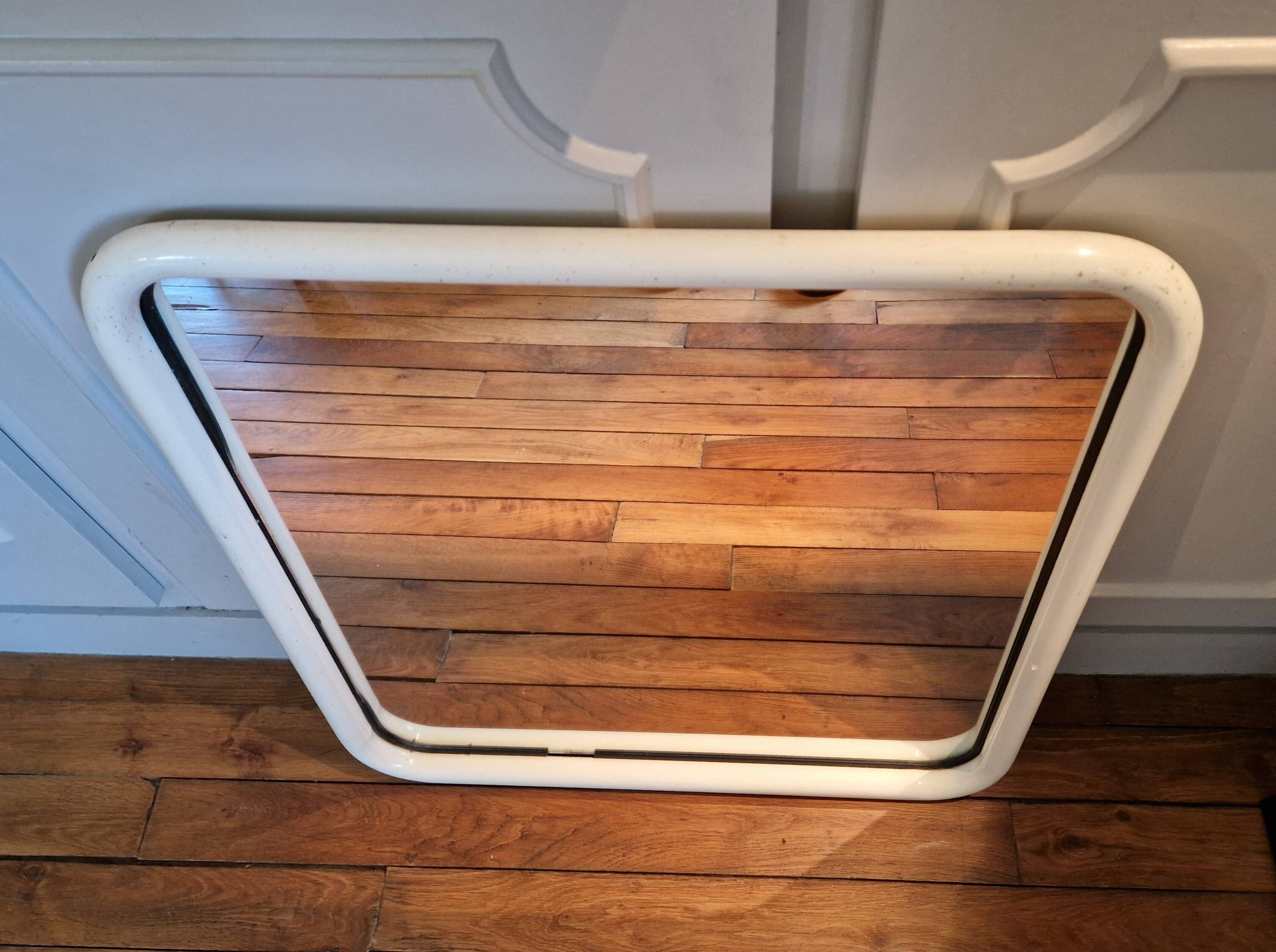 Vintage white tubular mirror from Italy, 70s
