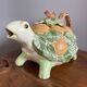 Fitz & Floyd ff1986 turtle jug or teapot with oranges and leaves, american majolica tableware