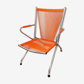 Fauteuil enfant scoubidou orange vintage