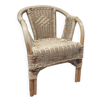Child's chair in rattan and wicker