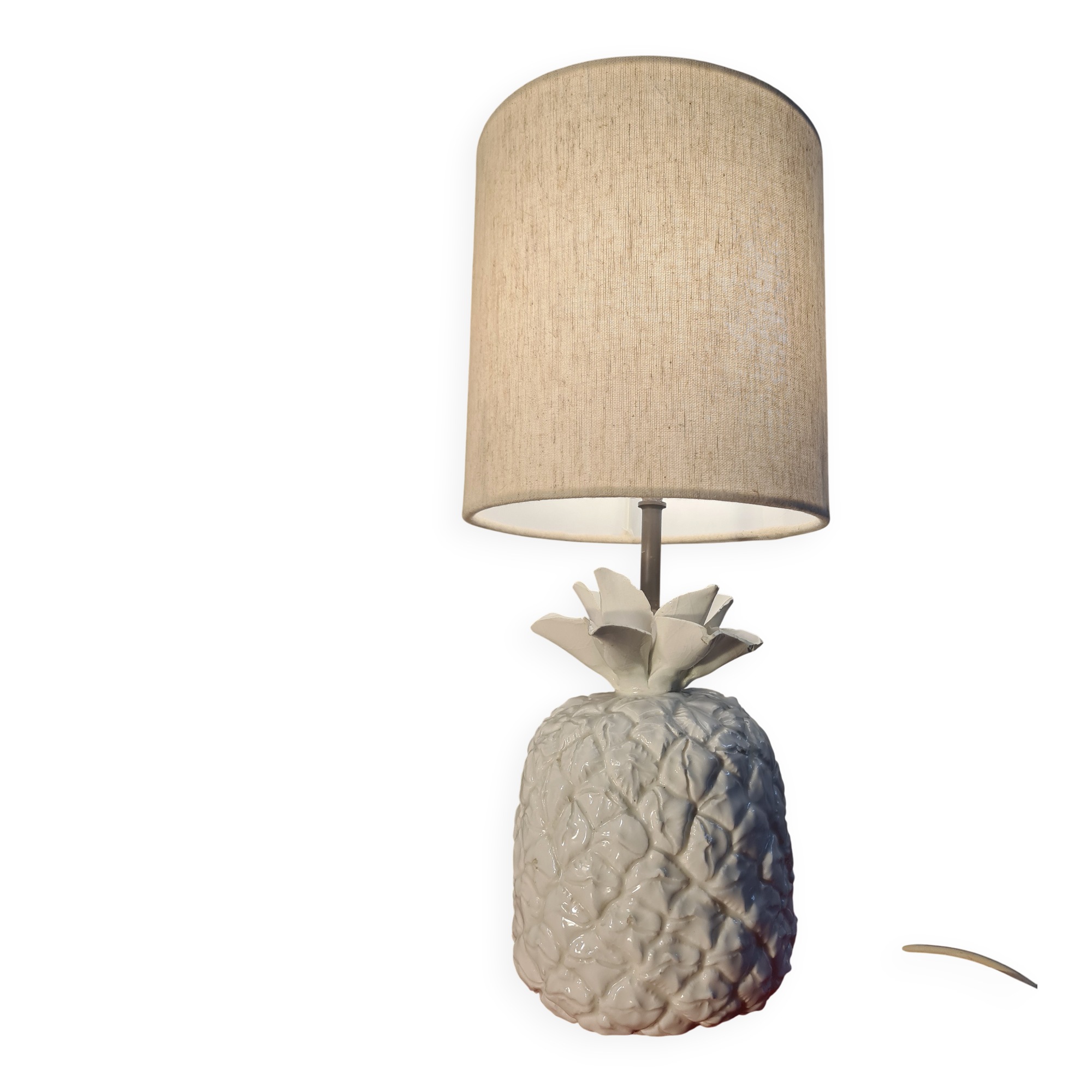 pineapple lamp 1960 white porcelain 38x16 very pretty model lampshade in l