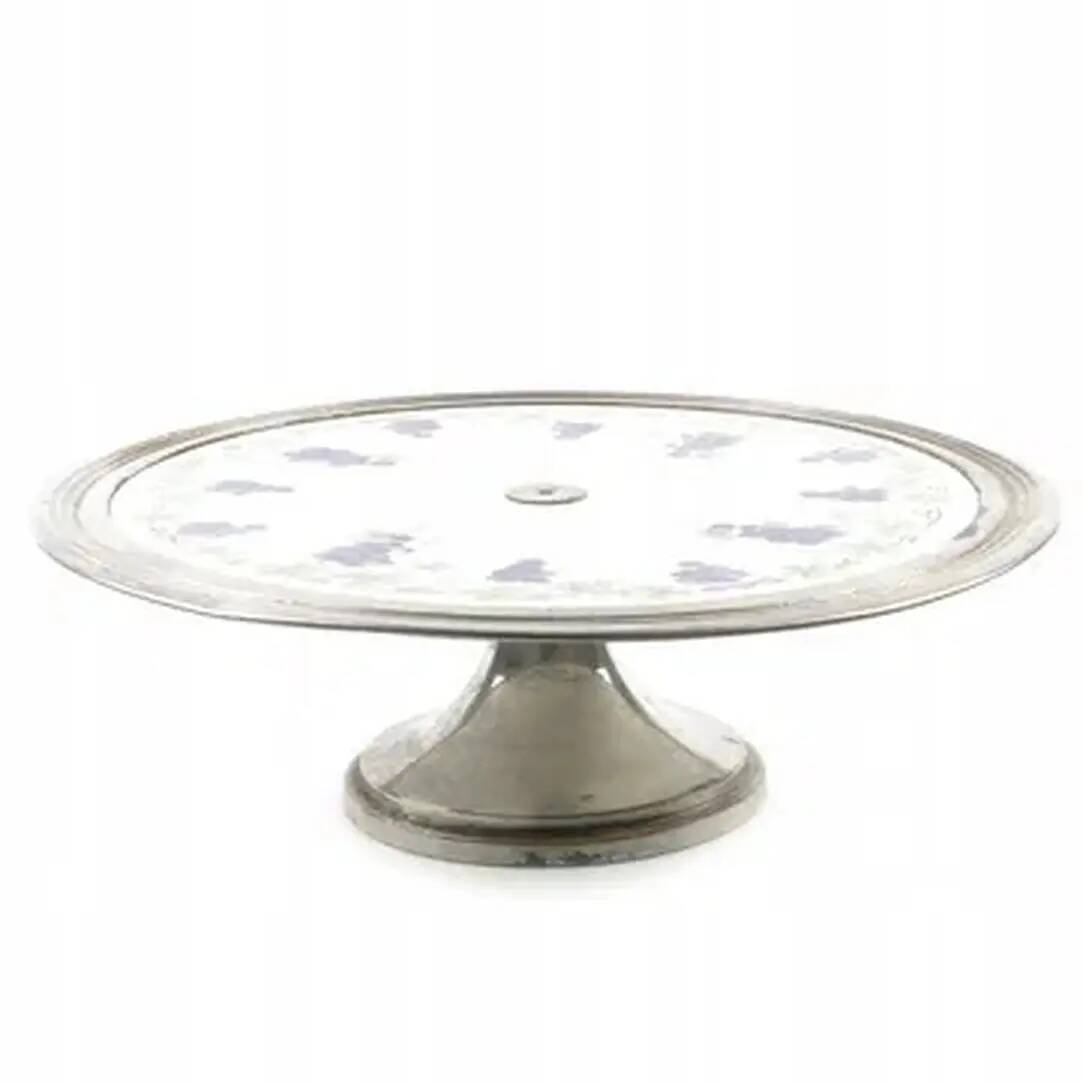 Secession cake stand, porcelain, silver-plated brass, Austria, early 20th century