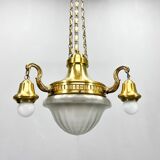 Art Noveau Brass Chandelier, Restored, Germany, 1920's