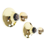 Set (2) of Petite Brass Disc sconces selected by Charlotte Perriand for Les