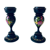 Pair of wooden Ukrainian candlesticks