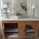 Buffet, art deco serving in oak, pearl gray patinated pine top