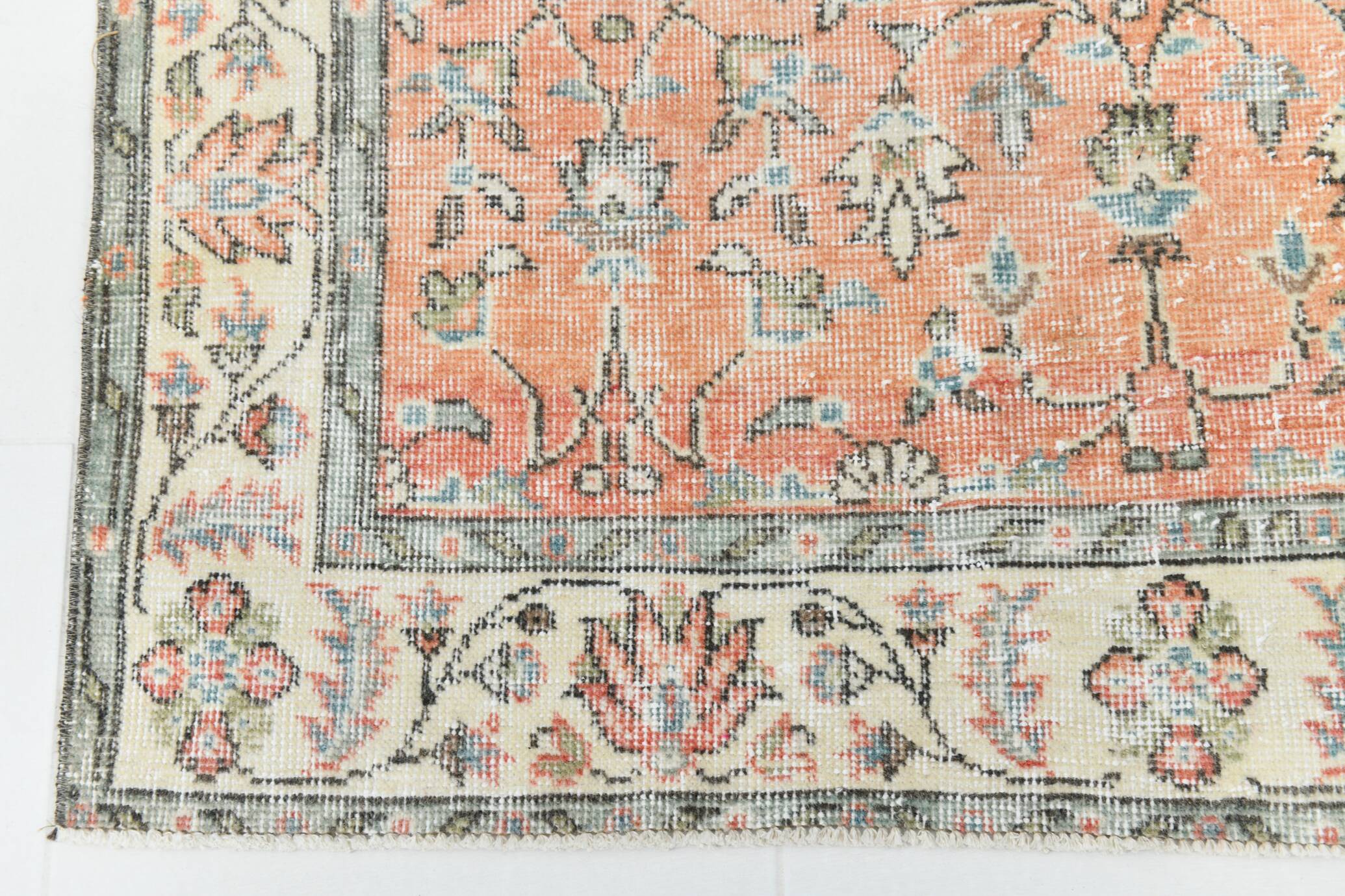Red & Orange Floral Pattern Persian Rug, 119x200Cm