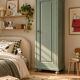 Parisian bonnetière, solid pine, Art Deco, renovated, grey-green.