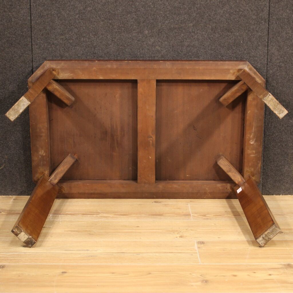 Italian coffee table in walnut wood in Art Deco style