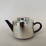 Vintage Modernist Set Of 6 Glass Coffee/Tea Cups With Ceramic Teapot