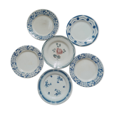 6 retro plates mismatched in earthenware