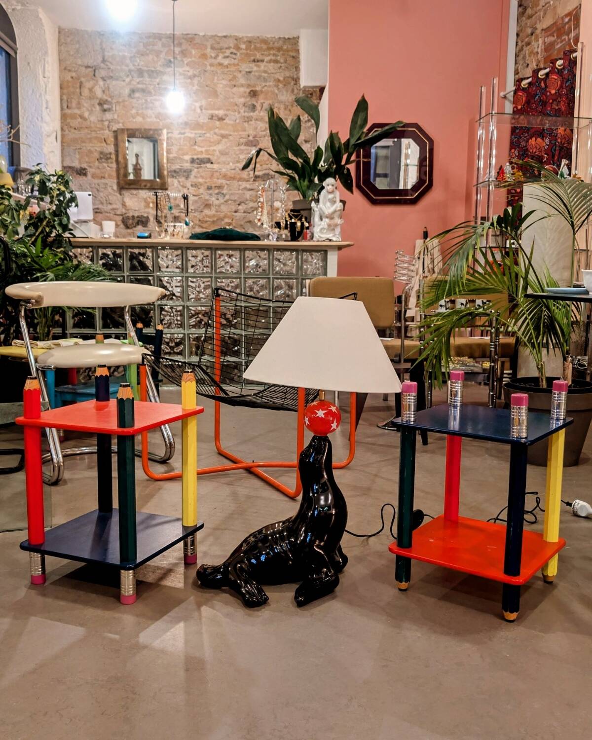 Vintage sea lion ceramic lamp