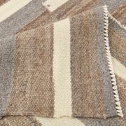 Contemporary Brown & Beige Striped Motifs Vintage Kilim Rug, 226x306Cm