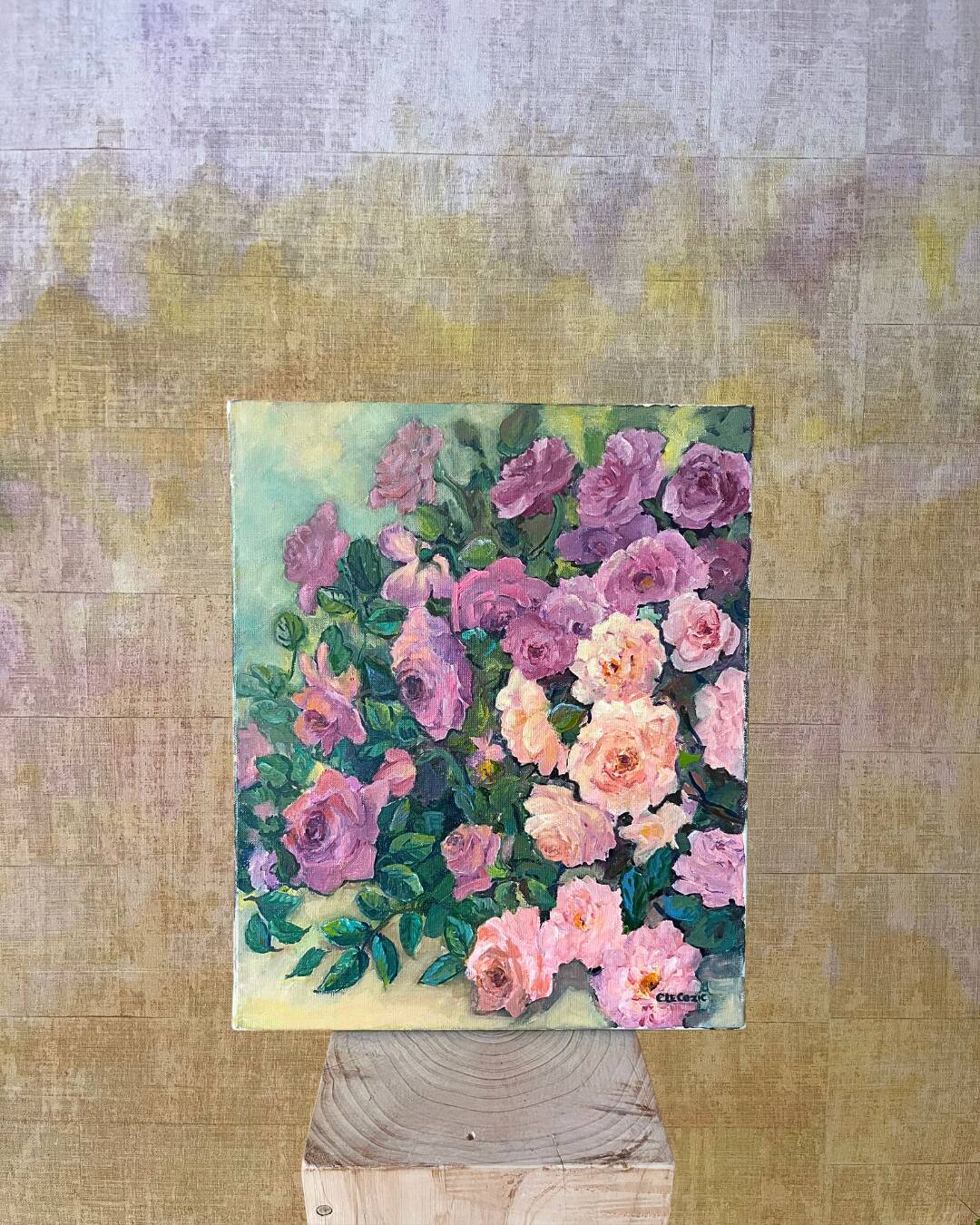 Oil painting bouquet of roses – C.Le.Cozic