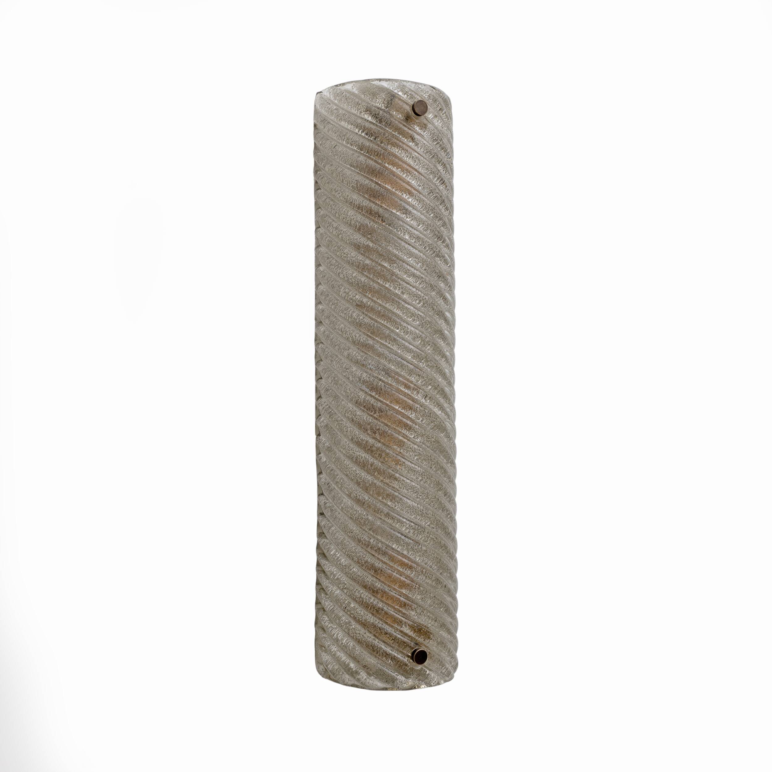 Pair of Barovier & Toso Style Modern Murano Glass Smoked Twisted Sconces