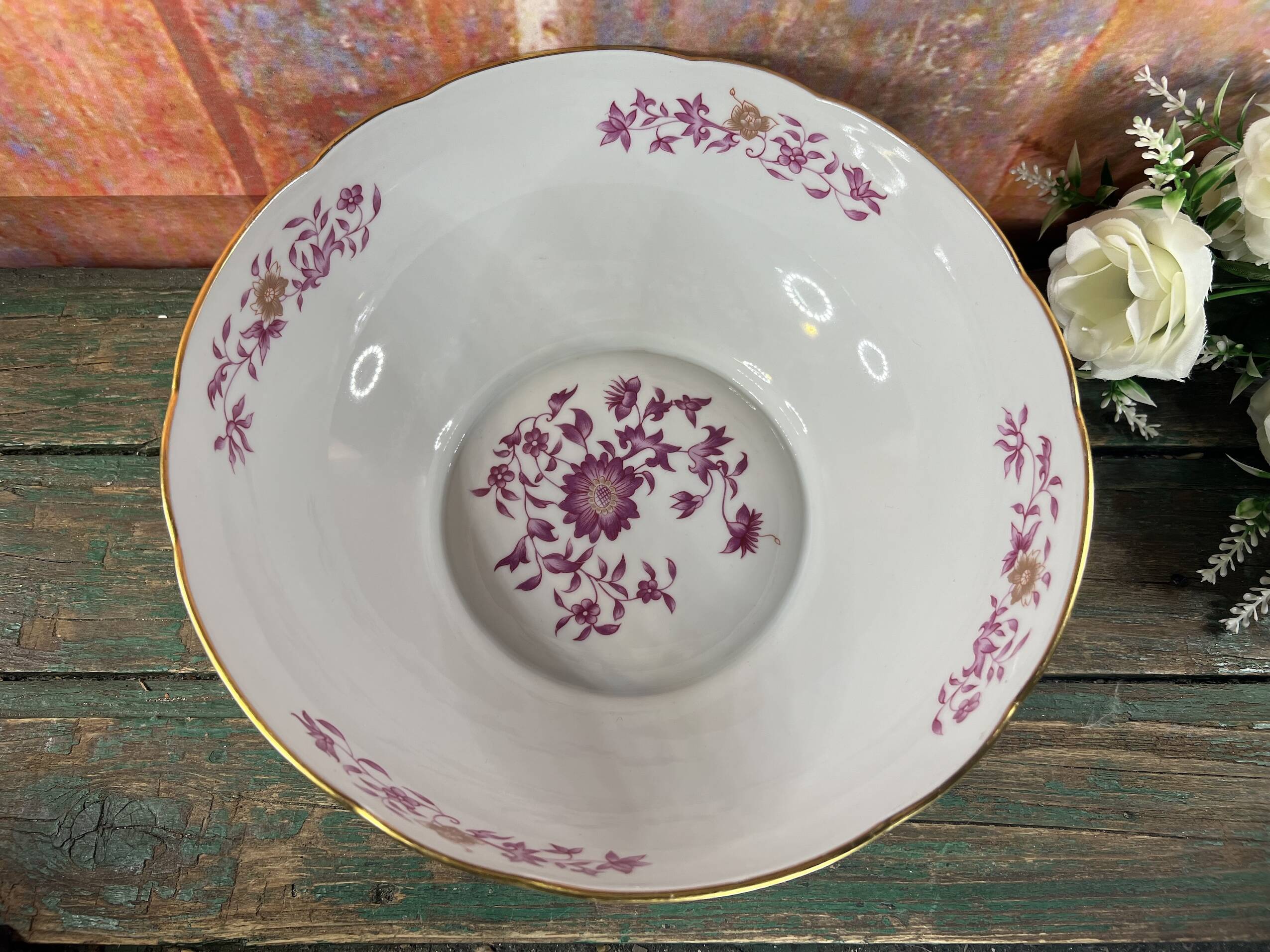 Saladier plat porcelaine Limoges Bernadaud pour Christofle