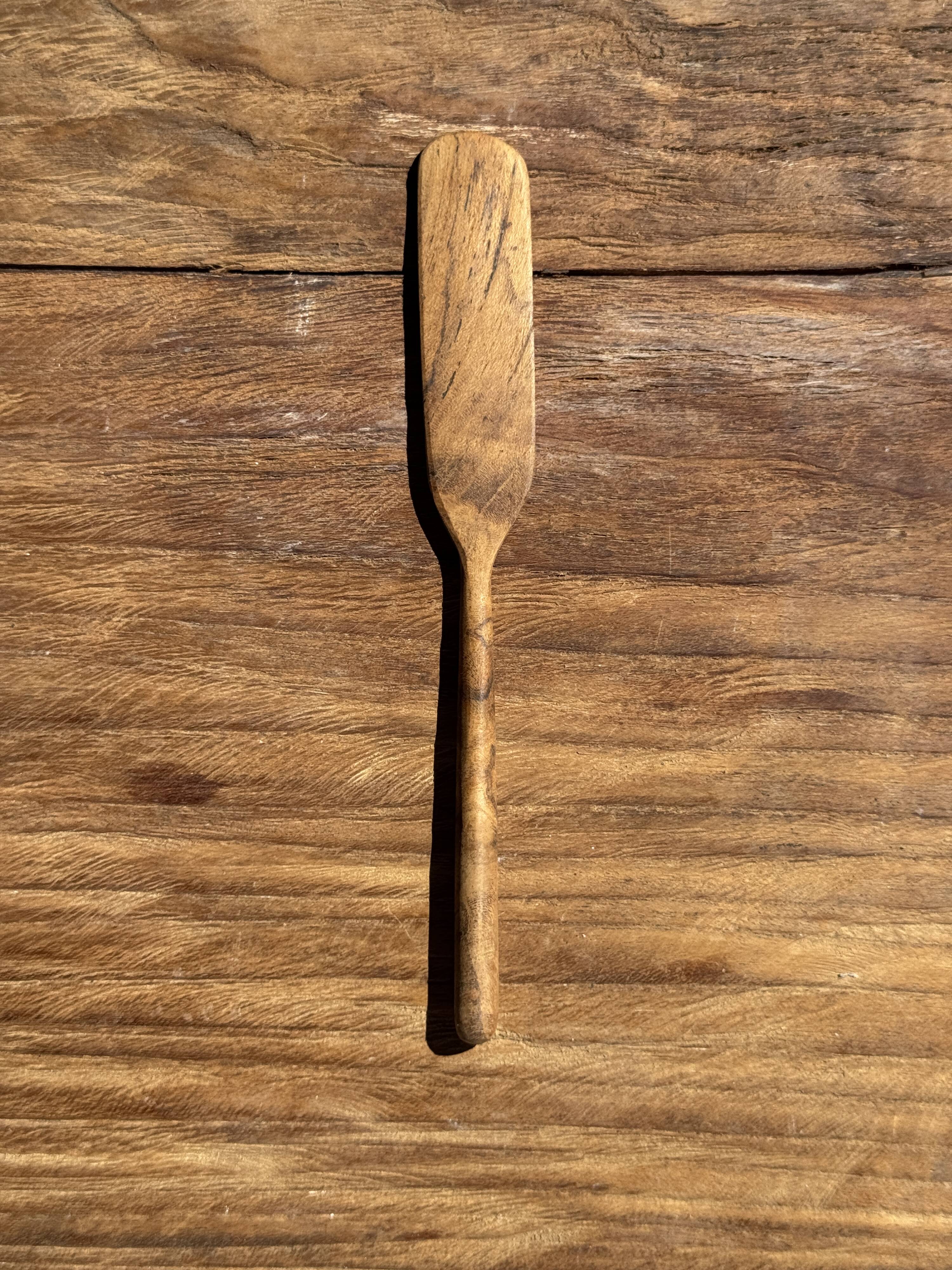 Small spatula, teak spreading knife, Indonesian monoxyle L18 l2.