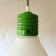 Opaline shade in a metal holder Pendant Lamp with fabric wire, Italy, 1960s