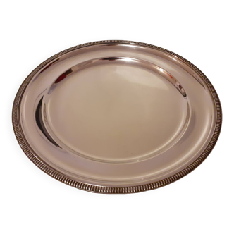 Large tray 35 cm in diameter in silver metal / DF hallmark and 24 g