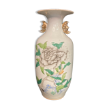 Grey peony porcelain vase signed early 20th century, China