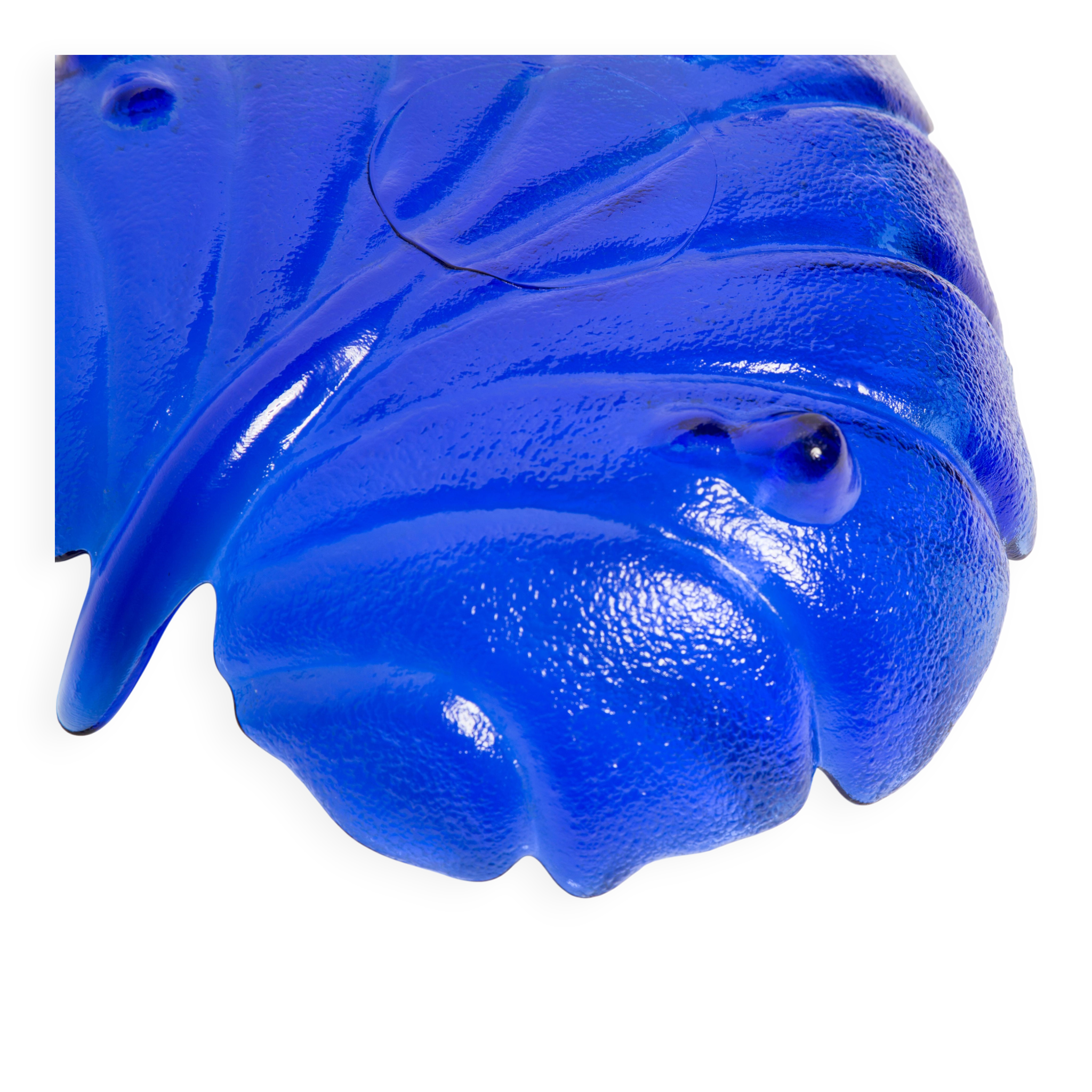 Decorative deep blue glass leaf plate, Italy, 1960s.
