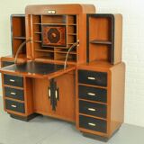 Solid high quality teak art deco secretaire by Gerson’s furniture store, produced in Bangkok, 1930s