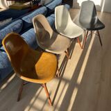 Lot of 6 Eames chairs from the 60s (4 colours) genuine fibreglass + new legs.