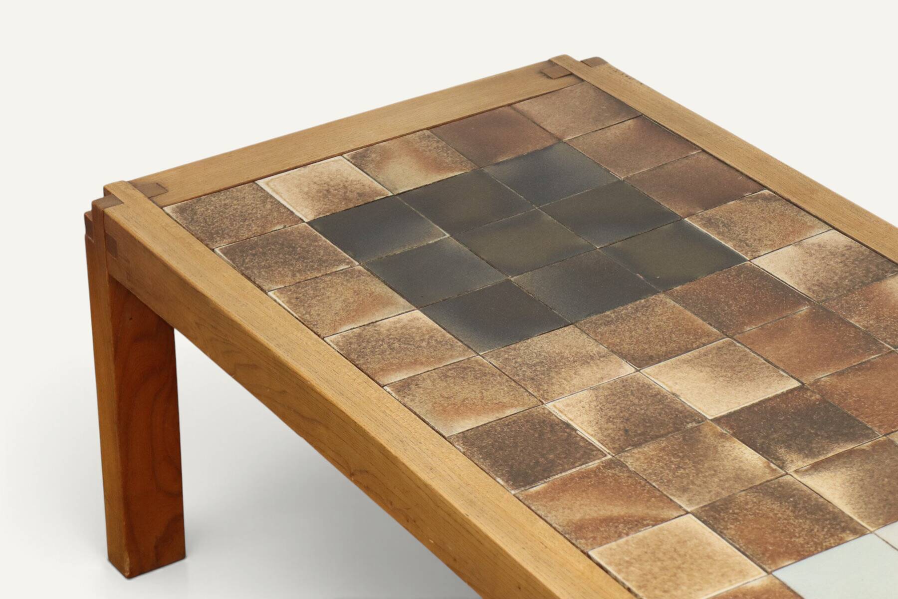 Coffee table by Pierre Chapo in solid elm and ceramic – circa 1960