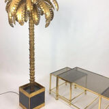 Floor lamp in the shape of a golden metal palm tree of 181 cm
