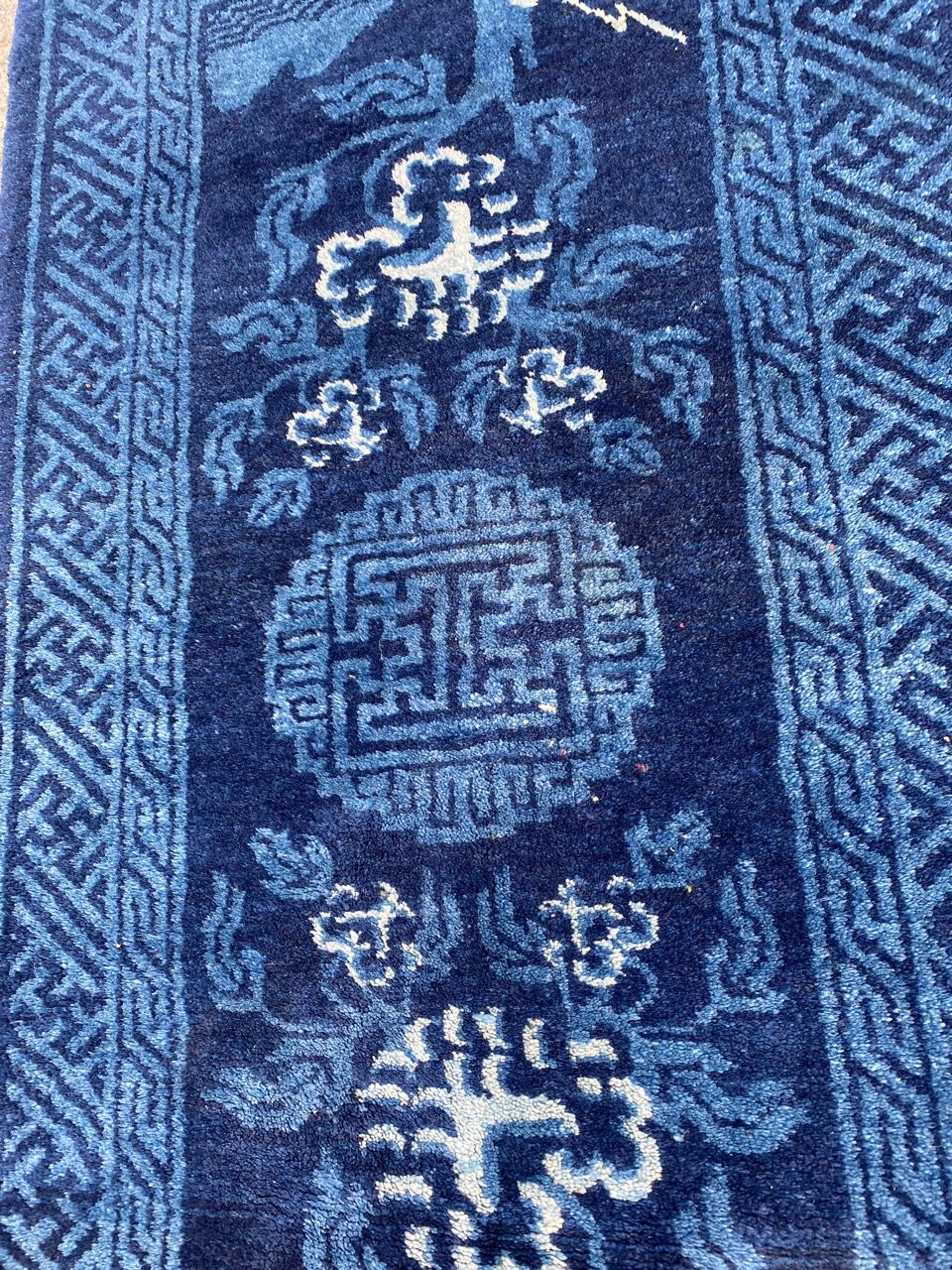 Small handmade old Chinese carpet 70x131 cm