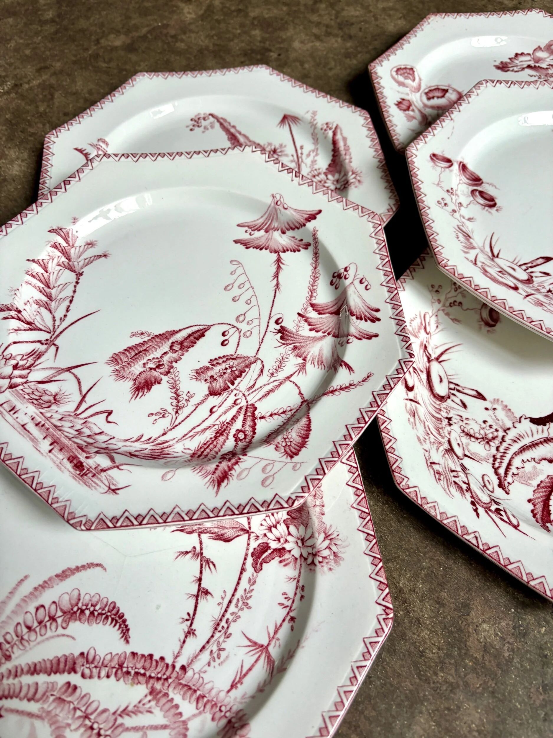 6 dessert plates in ironstone Clairefontaine, "Indiana" service.