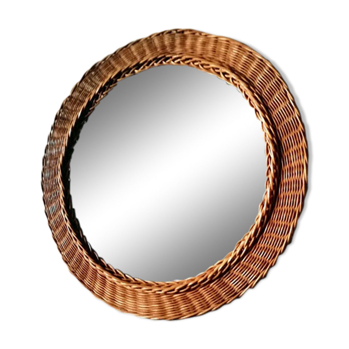 Braided Wicker round mirror 39cm